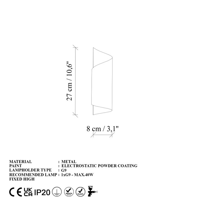 Opviq Lámpara de Pared Kıvrık Dorado